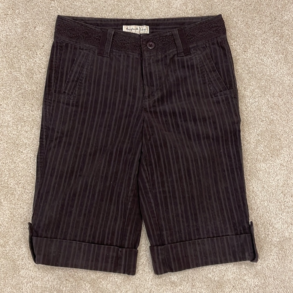 Brown striped corduroy shorts